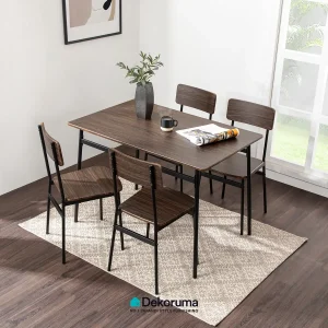 Heim Studio TOSHI Meja Makan dengan 4 Kursi Walnut - Hitam  Uk 110x70cm