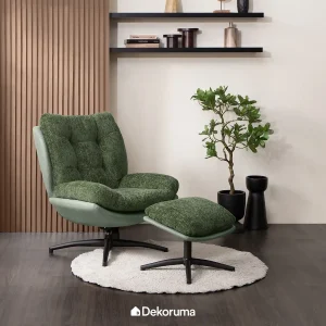 Heim Studio KEIZO Sofa 1 Dudukan dengan Stool Kain - Hijau