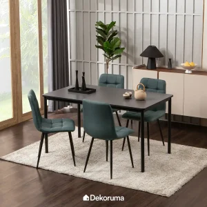 Heim Studio ASANO Meja Makan Set + 4 Kursi - Abu